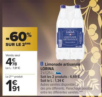 Carrefour Lorina limonade artisanale offre