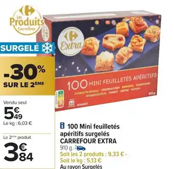 Carrefour Carrefour extra 100 mini feuilletés apéritifs surgelés offre