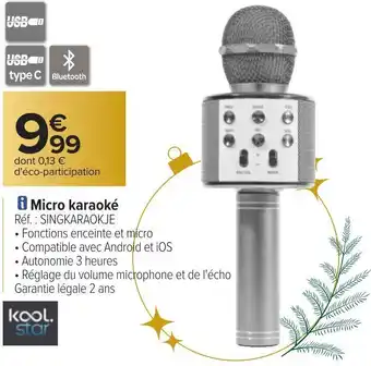 Carrefour Koolstar micro karaoké offre