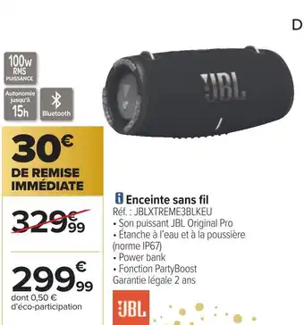 Carrefour Jbl enceinte sans fil offre