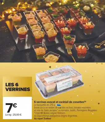 Carrefour 6 verrines avocat et cocktail de crevettes offre