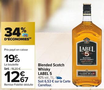 Carrefour Market Label 5 blended scotch whisky offre