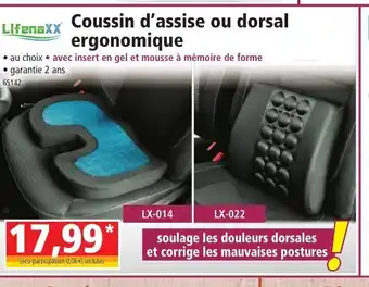 Norma Coussin D'Assise Ou dorsal Ergonomique offre