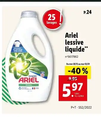 Lidl Ariel Lessive Liquide offre
