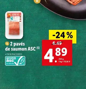 Lidl 2 Paves De Saumon ASC offre