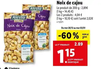 Lidl Noix De Cajou offre