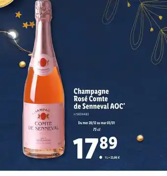 Lidl Champagne Rose Comte De Senneval AOC offre