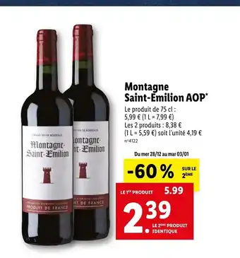 Lidl Montagne Sain-Emilion AOP offre