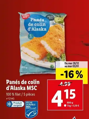 Lidl Panes De Colin D'Alaska MSC offre