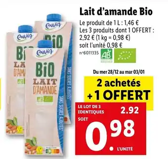 Lidl Lair D'Amande Bio offre