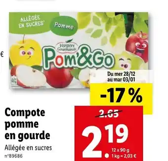 Lidl Compote Pomme EN gourde offre
