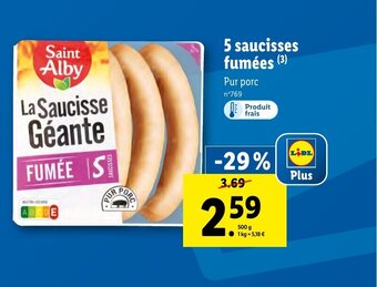 Lidl 5 Saucisses Fumees offre