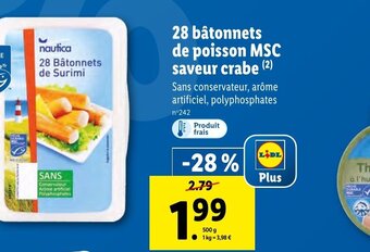Lidl 28 Batonnets De Poisson MSC Saveur Crabe offre
