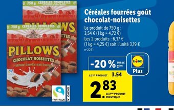 Lidl Cereales Fourrees Chocolat-Noisettes offre
