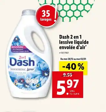 Lidl Dash 2 En 1 Lessive Liquide Envolee D'AIR offre