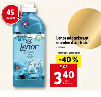 Lidl Lenor Adoucissant Envolee D'Air Fraos offre