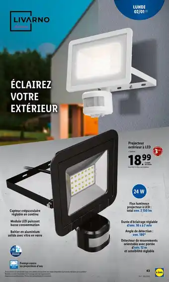 Lidl Projecteur Exterieur A Led offre