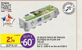 Intermarché 12 œufs frais de poules élevées en plein air volaé offre