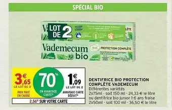 Intermarché Express Dentifrice bio protection complète vademecum offre
