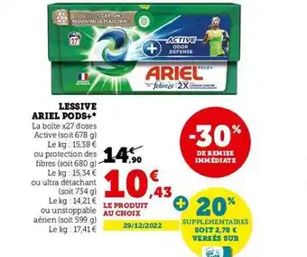 Super U Lessive ariel pods+ offre
