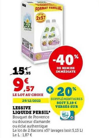 Super U Lessive liquide persil offre