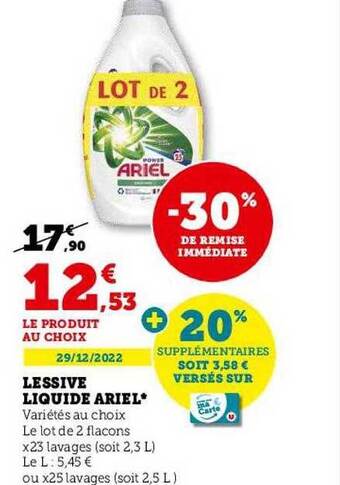 Super U Lessive liquide ariel offre