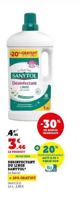 Super U Désinfectant du linge sanytol offre