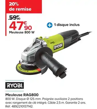 Castorama Ryobi Meuleuse RAG800 offre