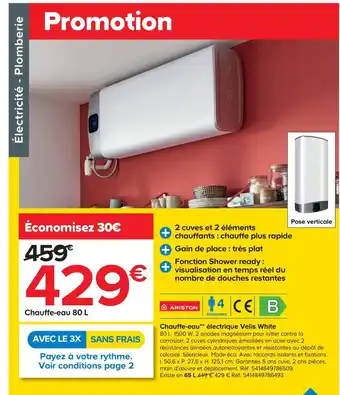 Castorama Chauffe-Eau Electrique velis White offre