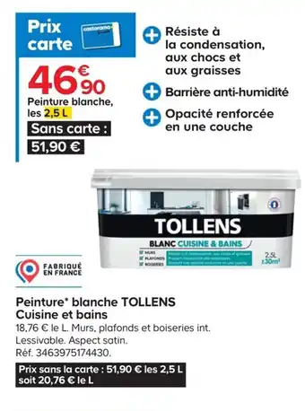 Castorama Peinture Blanche Tollens Cuisine Et Bains offre