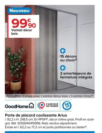 Castorama Goodhome Porte de Placard Coulissante Arius offre