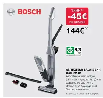 Costco Bosch Aspirateur Balai 2 En 1 BCH3K2301 offre