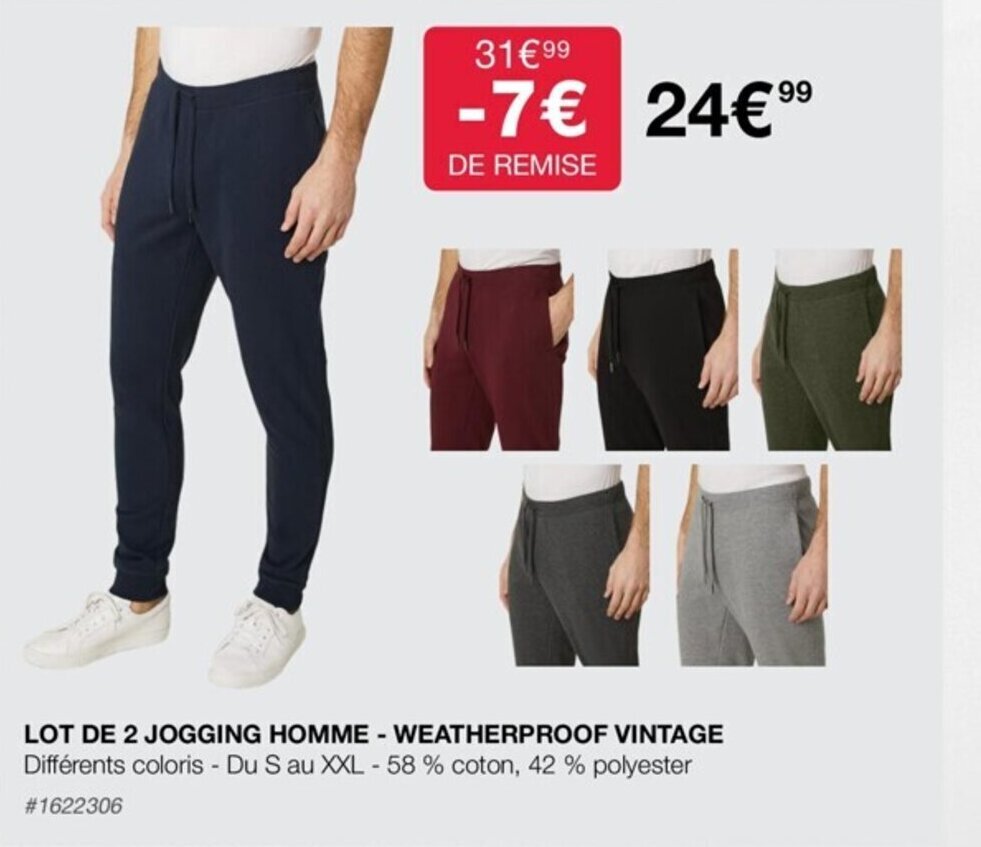 Promo Lot de 2 Jogging Homme Weatherproof Vintage chez Costco