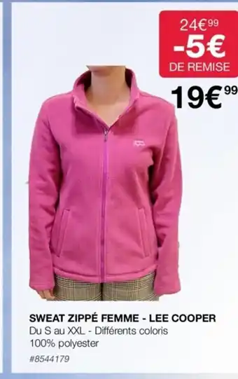 Costco Sweat Zippe Femme Lee Cooper offre