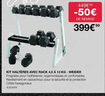 Costco Kit Haltères Avec Rack 4,5 a 13kg weider offre