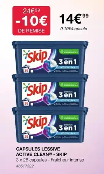 Costco Capsules Lessive Active Clean Skip offre