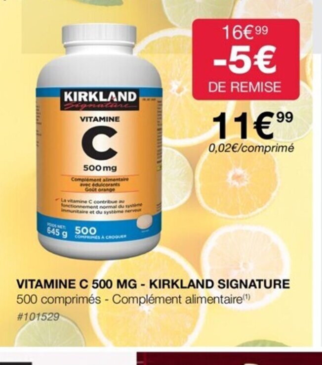 Promo VItamine C 500MG Kirkland Signature chez Costco