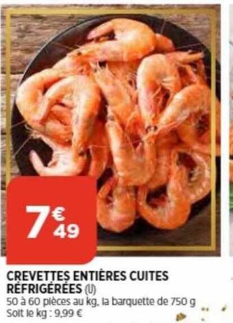 Bi1 Crevettes entières cuites réfrigérées offre