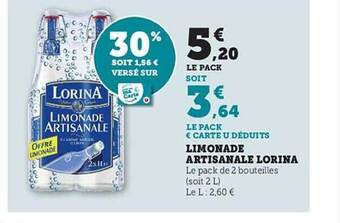 Hyper U Limonade artisanale lorina offre