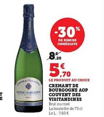 Hyper U Crémant de bourgogne aop couvent des visitandines offre
