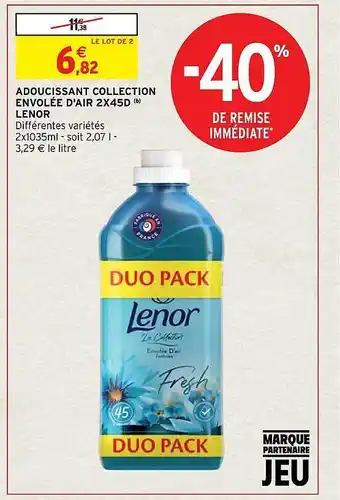 Intermarché Adoucissant collection envolée d'air 2x45d lenor offre