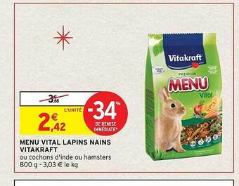 Intermarché Menu vital lapins nains vitakraft offre