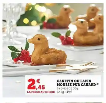 Hyper U Canetin ou lapin mousse pur canard offre