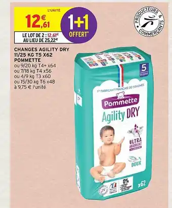 Intermarché Changes agility dry 11-25 kg t5 x62 pommette offre