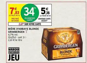 Intermarché Bière d'abbaye blonde grimbergen offre