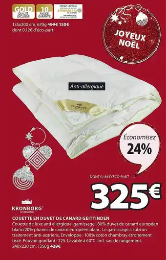 JYSK Couette en duvet de canard geittinden kronborg offre