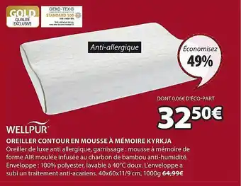 JYSK Oreiller contour en mousse à mémoire kyrkja wellpur offre