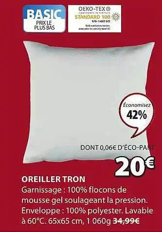 JYSK Oreiller tron offre