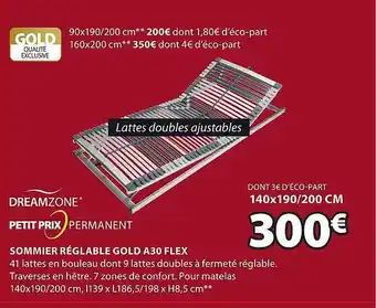JYSK Sommier réglable gold a30 flex dreamzone offre