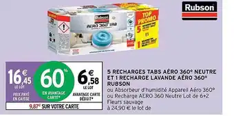Intermarché Hyper 5 recharges tabs aéro 360° neutre et 1 recharge lavande aéro 360° rubson offre